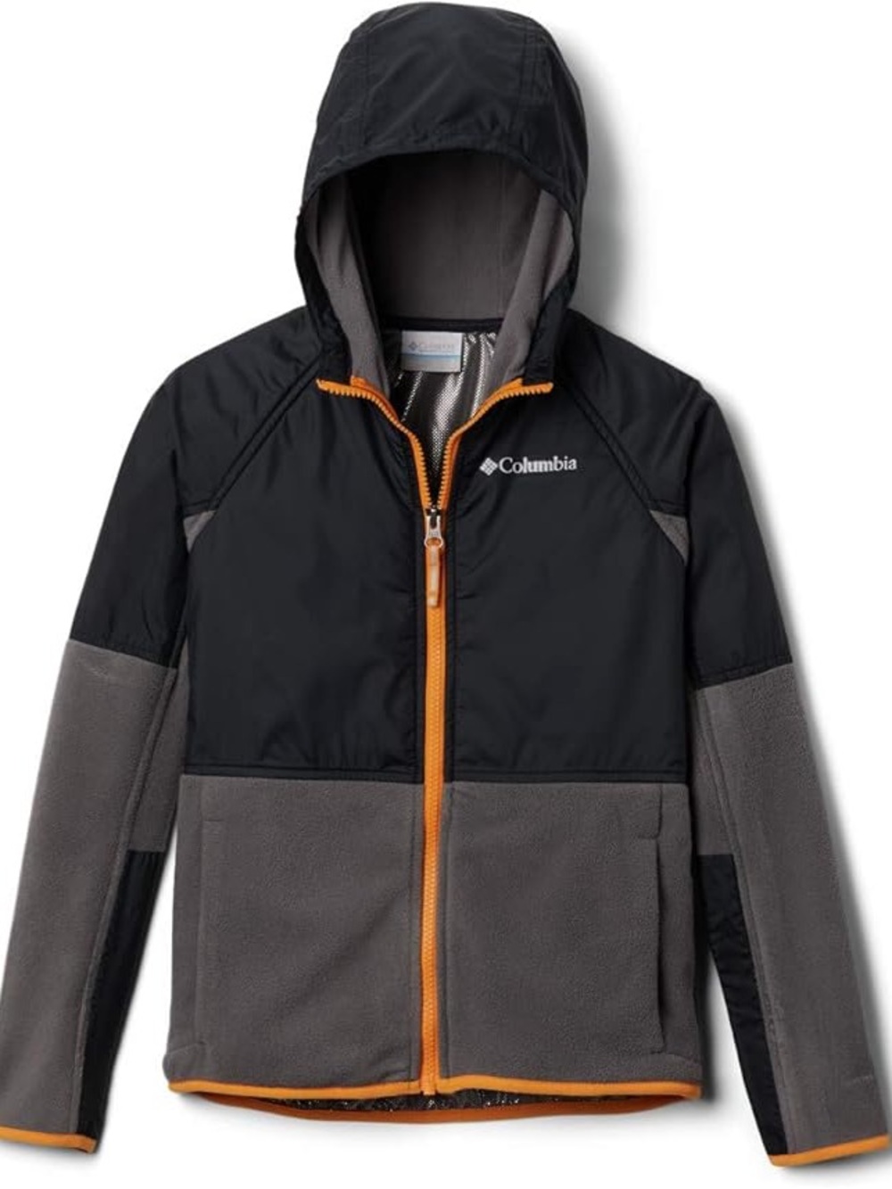 Columbia Jacket Youth Kids XL 18/20 Gray Full Zip Font Windbreaker Omni Heat